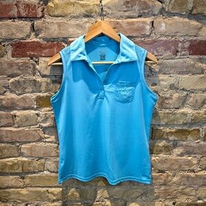 Izod Sleeveless Polo Tank in Bright Turquoise